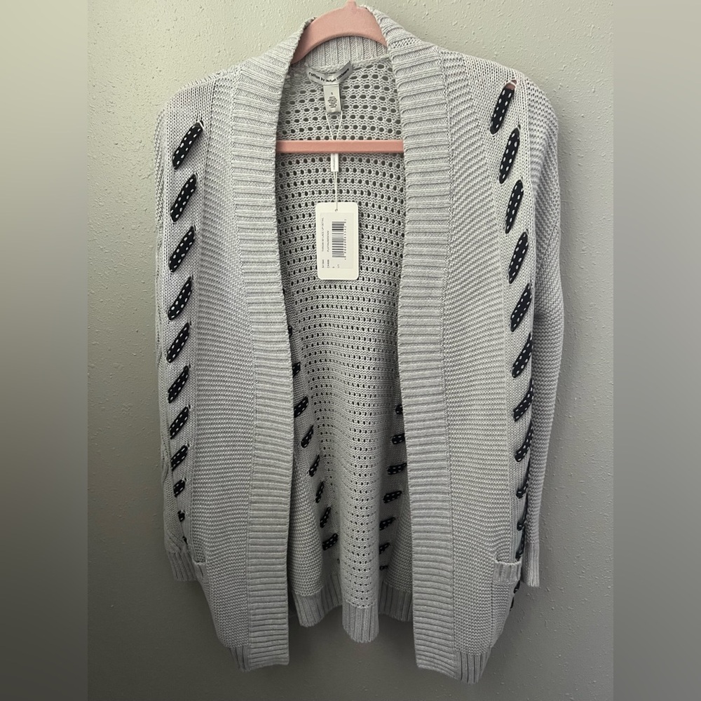 New Cotton By Autumn Cashmere Cardigan Throw with Lace Up Detail